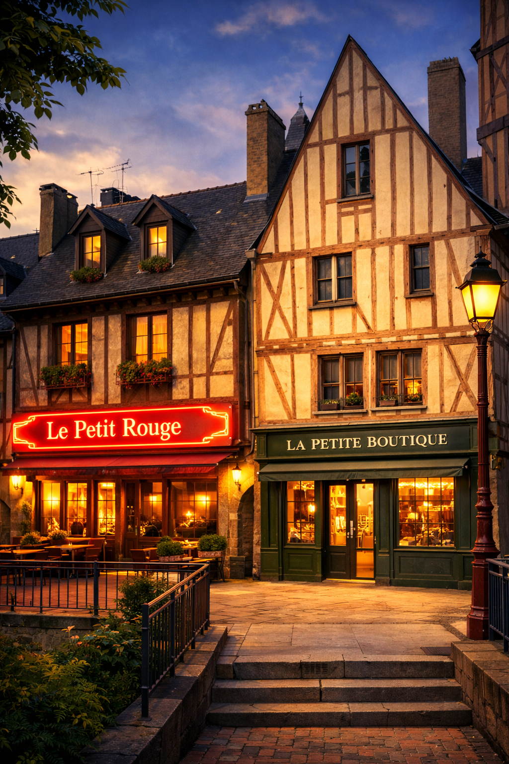 Mise en situation en centre-ville de deux type d'enseignes