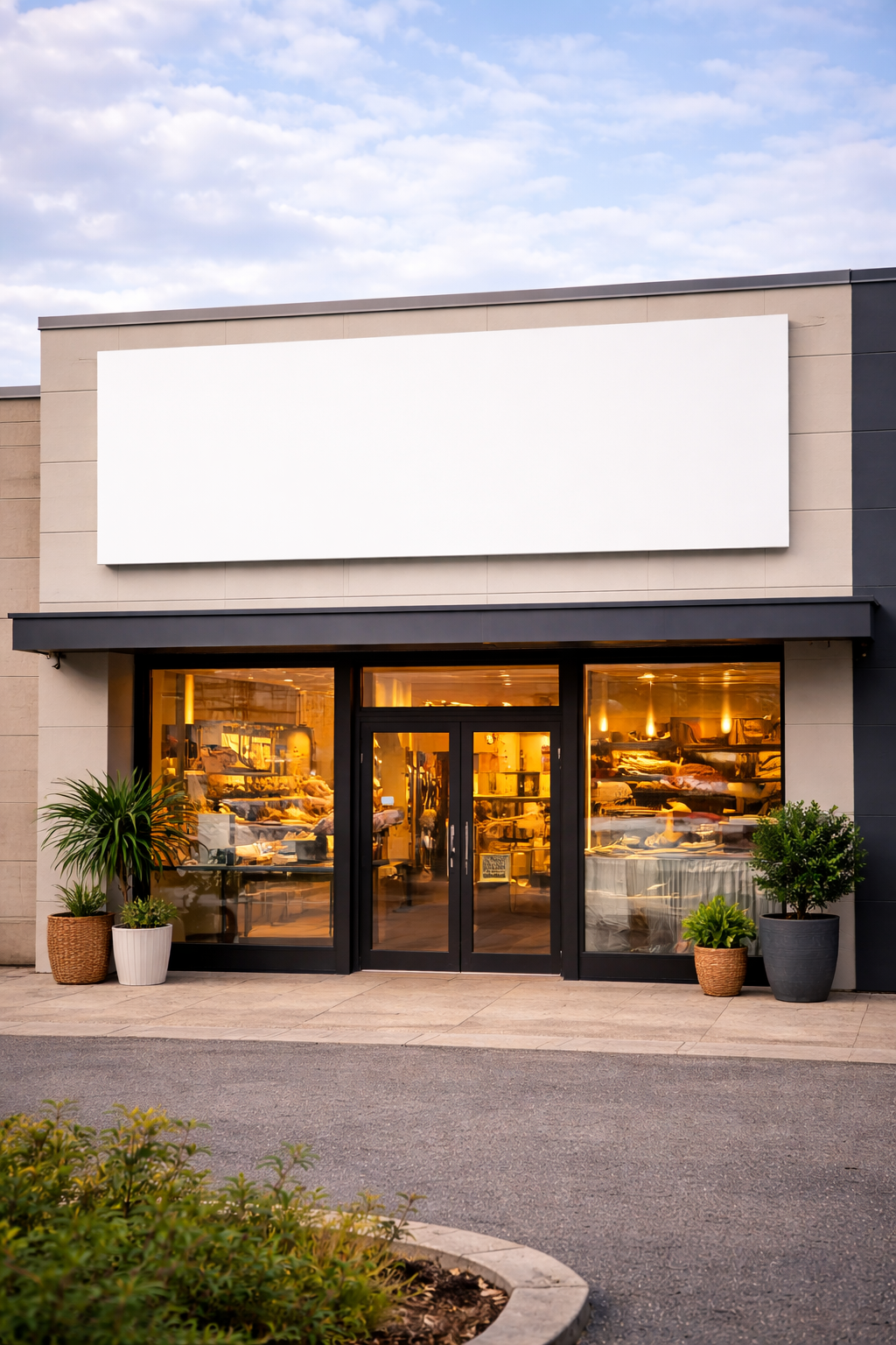 Mise en situation d'un commerce dans une zone commerciale